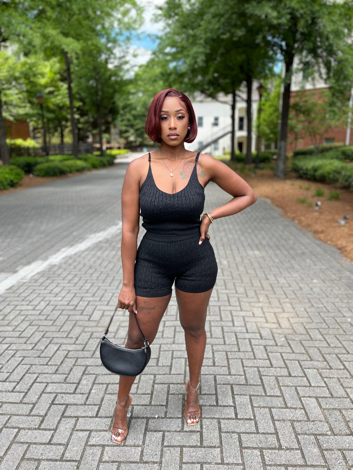 Alexa Black Two Piece Shorts Set