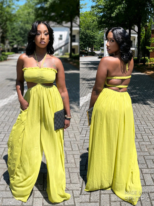 “Zinnia” Chiffon Wide Leg Jumpsuit