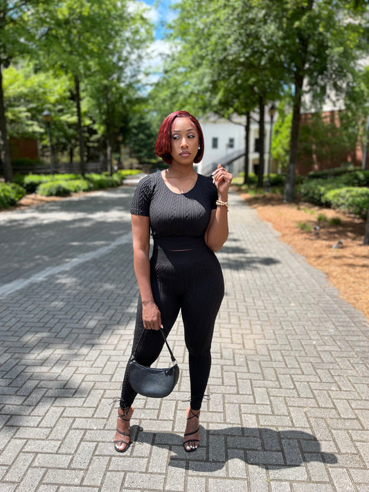 Black Out Two Piece Pants Set