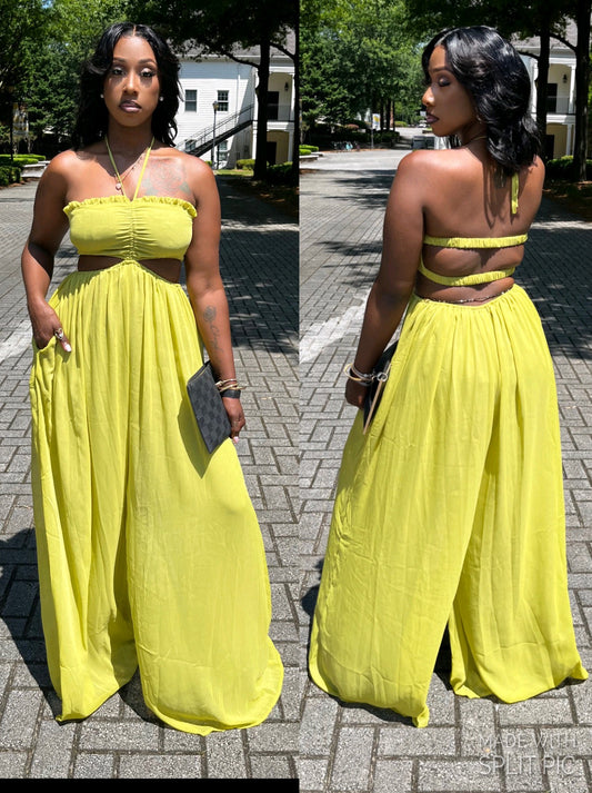“Zinnia” Chiffon Wide Leg Jumpsuit